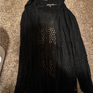 Love Ellie Black Open-Knit Cardigan